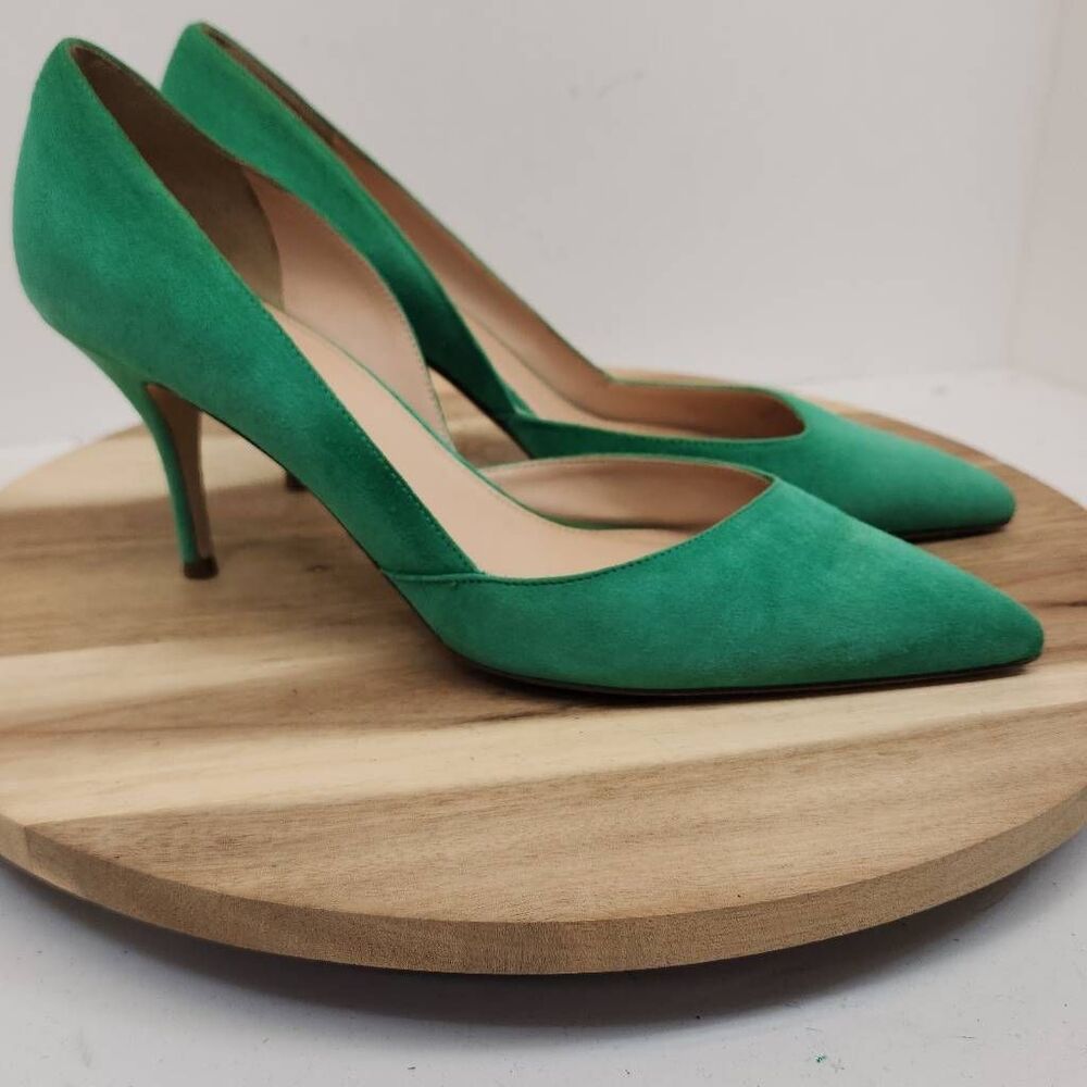 J Crew Green Suede Heels Womens Size 9 Stilettos Pointed Toe